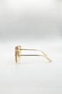 Beige SVNX Beige Bold Aviator Metal Arm Sunglasses In Champagne In Champagne, Image 3 of 5