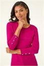 Fuchsia Sparkly Diamante Button Scallop Edge Jumper, Image 4 of 5