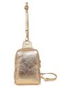Gold Metallic Leather Crossbody Sling Bag, Image 1 of 3