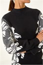 Black Floral Jacquard Knitted Dress, Image 5 of 5