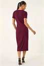 Wine Petite Textured Twist Midi Dress, Image 4 of 6