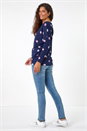 Navy  Spot Print Snit Top, Image 3 of 5