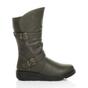 Khaki Low Wedge Heel Comfort Calf Biker Boots, Image 2 of 6