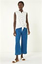Ivory  Embroidered Tie Hem Blouse, Image 2 of 5
