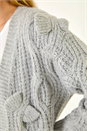 Grey 3D Bow Knit Cardigan, Image 5 of 5