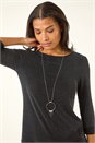 Black Necklace Trim Shimmer Top, Image 4 of 5