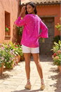 Cerise Embroidered Dot Top, Image 3 of 4