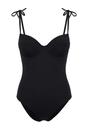 Black WOVCOR Black Underwired V Neck Tie Strap Swimsuit, Image 2 of 3