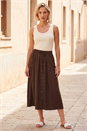 Chocolate Air Flow Button Front Tie Midi Skirt, Image 2 of 4