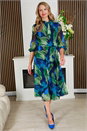 Navy  Julianna Printed Chiffon Bow Midi Dress, Image 2 of 4