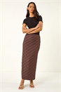 Chocolate Dusk Textured Stretch Midi Skirt, Image 3 of 5