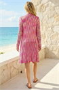 Cerise Pointelle Longline Cardigan, Image 2 of 4