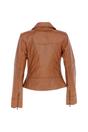 Tan 'Eva' Leather Biker Style Jacket Women Coat, Image 4 of 5