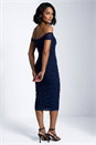 Navy  Dusk Ruched Mesh Stretch Dress, Image 4 of 6