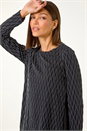 Silver Metallic Print Chiffon Hem Stretch Top, Image 4 of 5