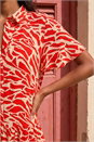 Orange Animal Print Tiered Smock Dress, Image 4 of 4