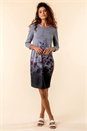 Grey Floral Border Print Slouch Dress, Image 3 of 4