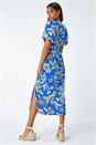 Royal Blue Bold Floral Stretch Midi Dress, Image 3 of 5
