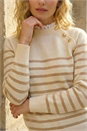 Ivory  Stripe Buttoned Shoulder Knit Jumper, Image 3 of 4