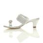 Silver AJVANI Silver Mid Heel Diamante Toe Ring Sandals, Image 3 of 5