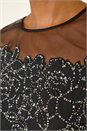 Black Sequin Detail Bubble Hem Top, Image 6 of 6