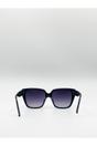 Black SVNX Black Oversized Plastic Frame Cateye Sunglasses, Image 4 of 6