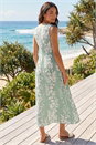 Green Leaf Print Crinkle Midi Dress, Image 3 of 4