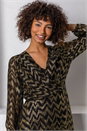 Gold Metallic Zig Zag Wrap Tiered Midi Dress, Image 4 of 5