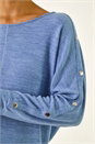 Navy Buttoned Stretch Jersey Top, Image 5 of 5