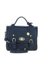 Navy Stylish Real Leather Small Satchel Bag, Image 1 of 4