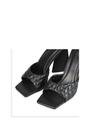 Black XY LONDON Black 'Maylin' Quilted Square Toe Sculptured Flared High Heels, Image 5 of 5