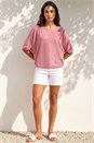 PINK Mesh Bubble Hem Stretch Top, Image 2 of 4