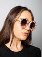 Pink Round Floral Crystal Gem Sunglasses in Pink, Image 2 of 6