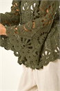 Khaki Petite Crochet Flare Sleeve Top, Image 5 of 5