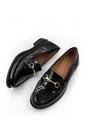 Black Maelynn Round Toe Single Metal Bar Loafers, Image 4 of 6