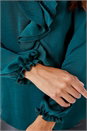 Green Satin Ruffle Neck Blouse , Image 5 of 5