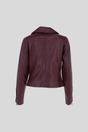 Burgundy Real Veg Tanned Leather Plain Biker Jacket, Image 4 of 5