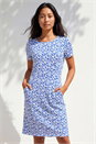 Blue Ditsy Floral Pocket Stretch Dress, Image 1 of 4