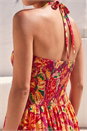 Pink Petite Print Shirred Midi Dress, Image 4 of 5