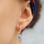 Gold Blue Opal Northernstar Drop Hoop Earring Sterling Silver, Image 2 of 2