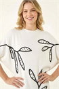 Ivory  Leaf Embroidered Knit Jumper, Image 4 of 4