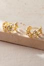Gold Sterling Silver Olive Leaf CZ Sparkly Hoops, Image 3 of 3