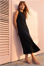 Black Sandwash Stretch Midi Dress, Image 1 of 4