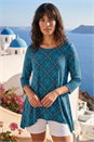 Blue Printed Hanky Hem Tunic Top, Image 1 of 4