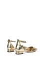 Gold XY LONDON Gold 'Jenny' Low Heel Flat Pointed Toe Ankle Strap Court Shoes, Image 4 of 6
