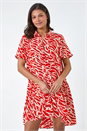 ORANGE Animal Print Tiered Smock Dress, Image 1 of 5