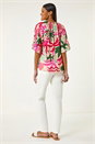 PINK Printed Raglan Sleeve Stretch Top, Image 3 of 5