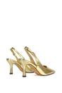 Gold XY LONDON Gold 'Valerie' Stiletto High Heel Closed Toe Slingback Court Shoes, Image 5 of 5