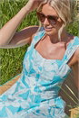 Turquoise Floral Cotton Midi Sun Dress, Image 4 of 5