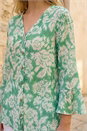 Sage Floral Print Flare Sleeve Blouse , Image 4 of 4